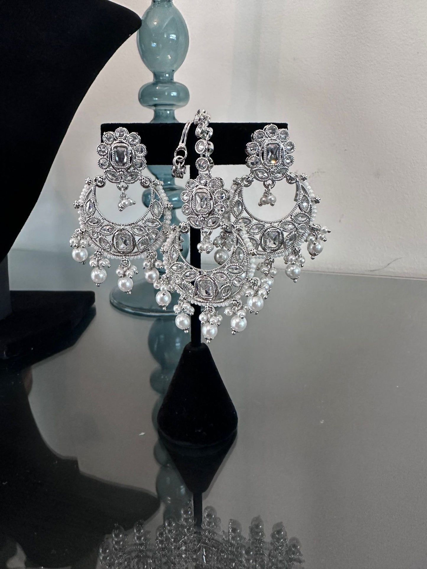 Silver Earrings and Tikka