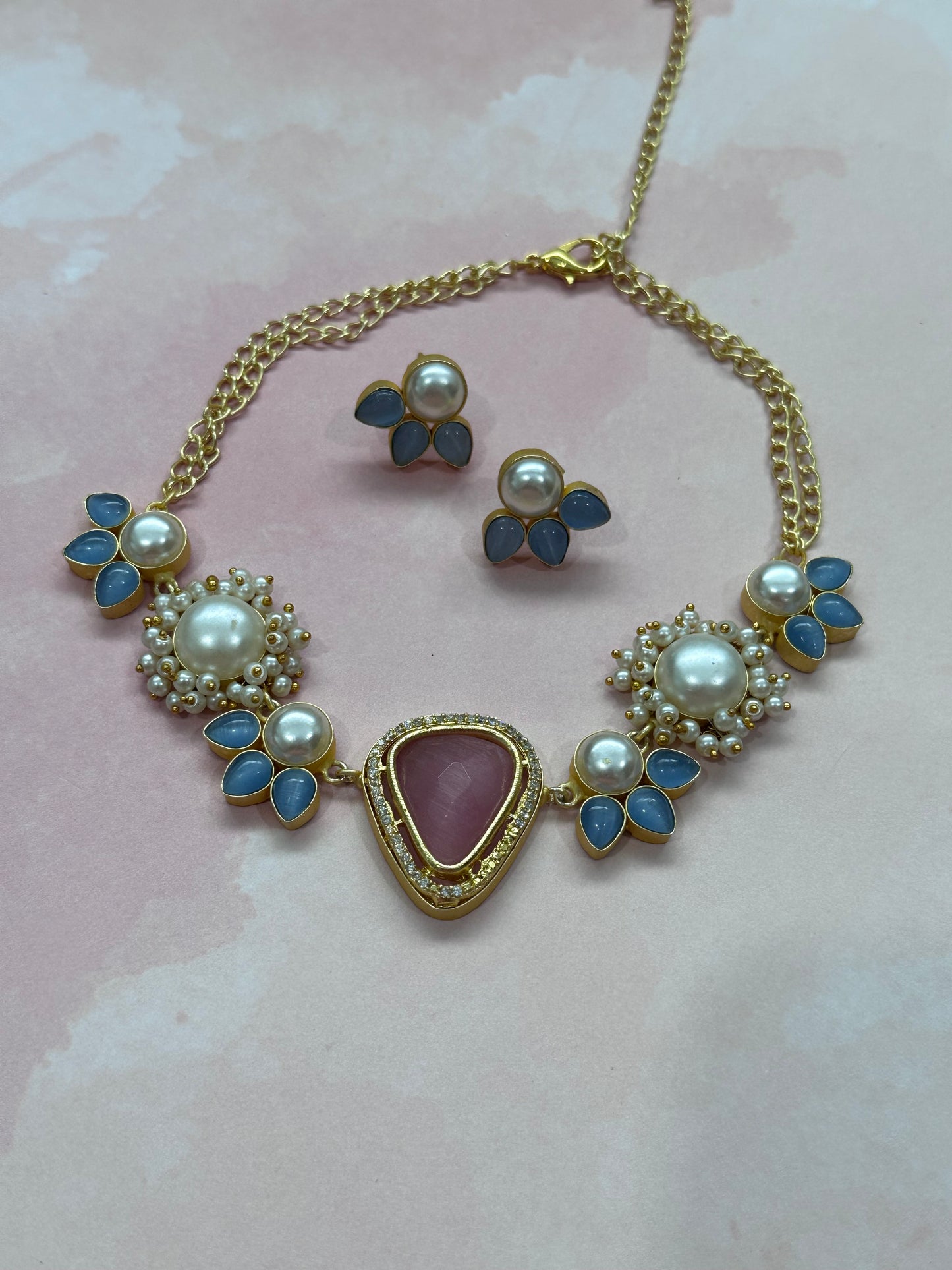 Pink, Blue and White Stone Set
