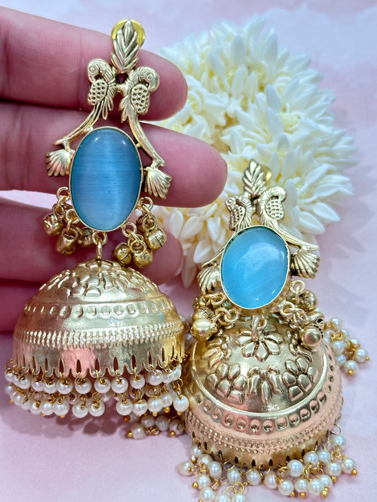 Blue Stone Chumki Earrings