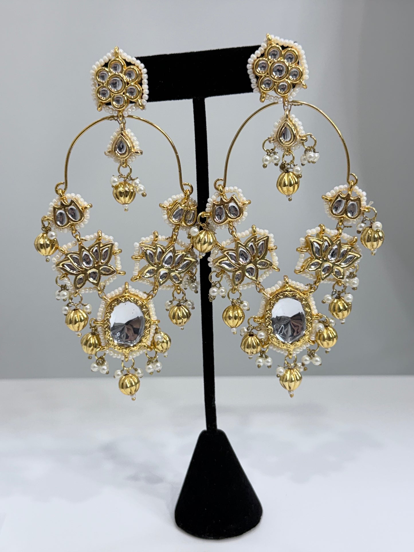 Statement Earrings - Stone and Pearls