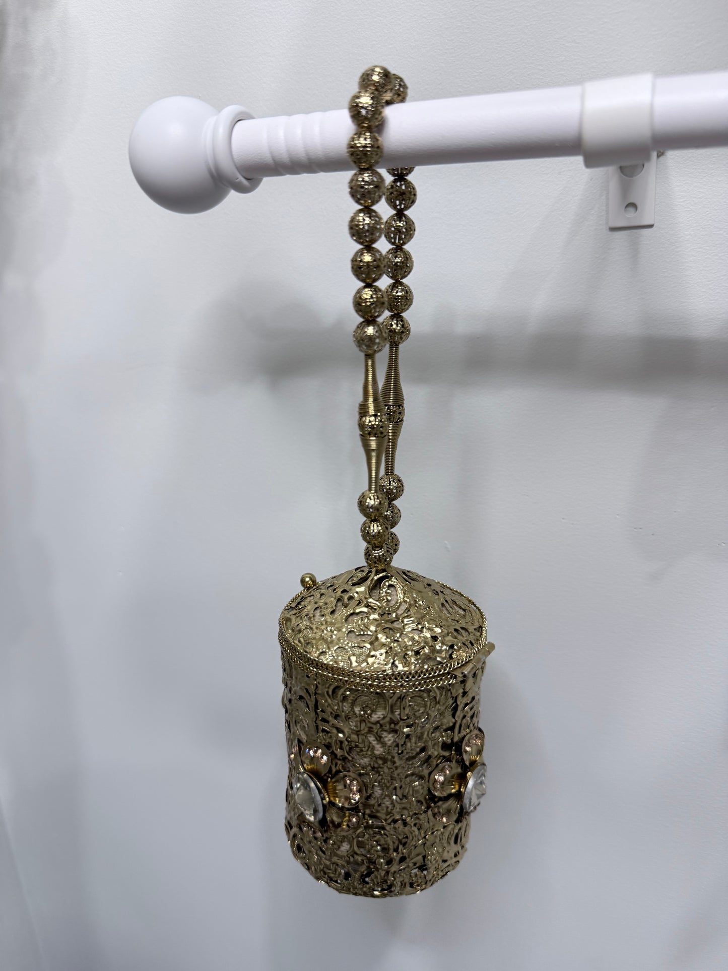 Cylinder Shape Gold Purse with Strap