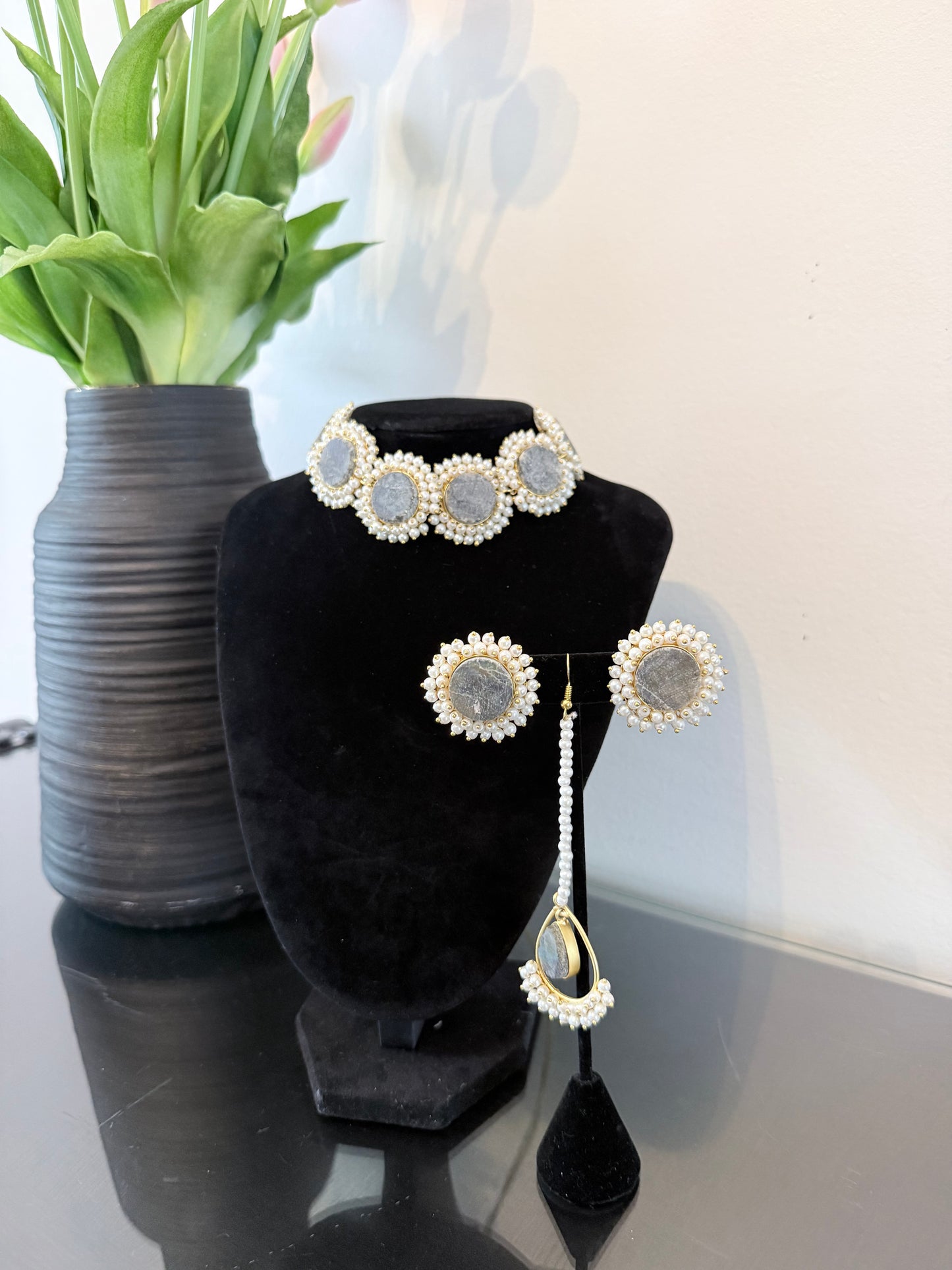 Slate Gray Stud and Tikka Set