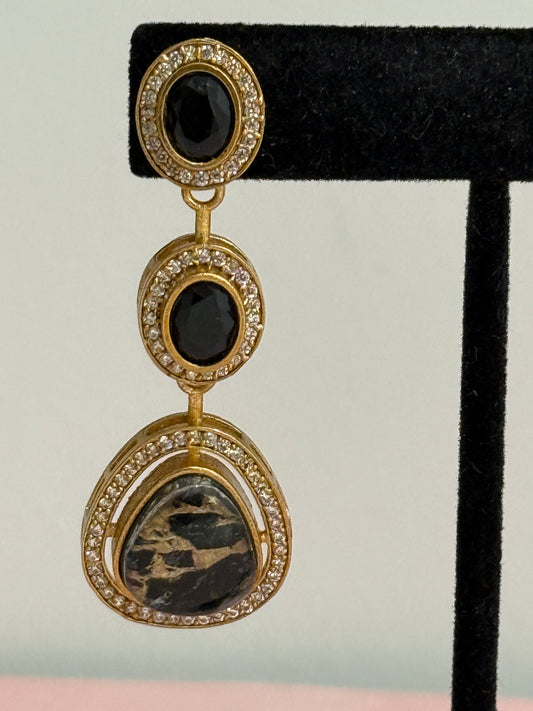 Black Marble Stone Earrings