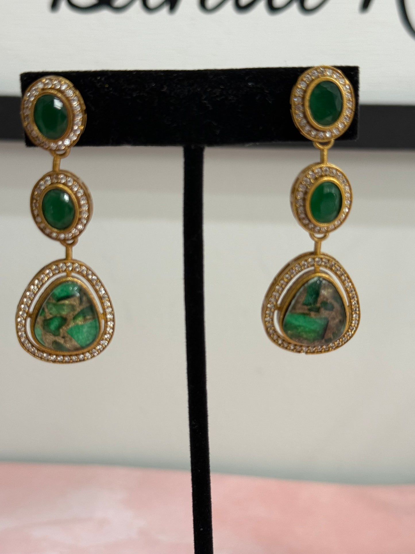 Green Marble Stone Earrings