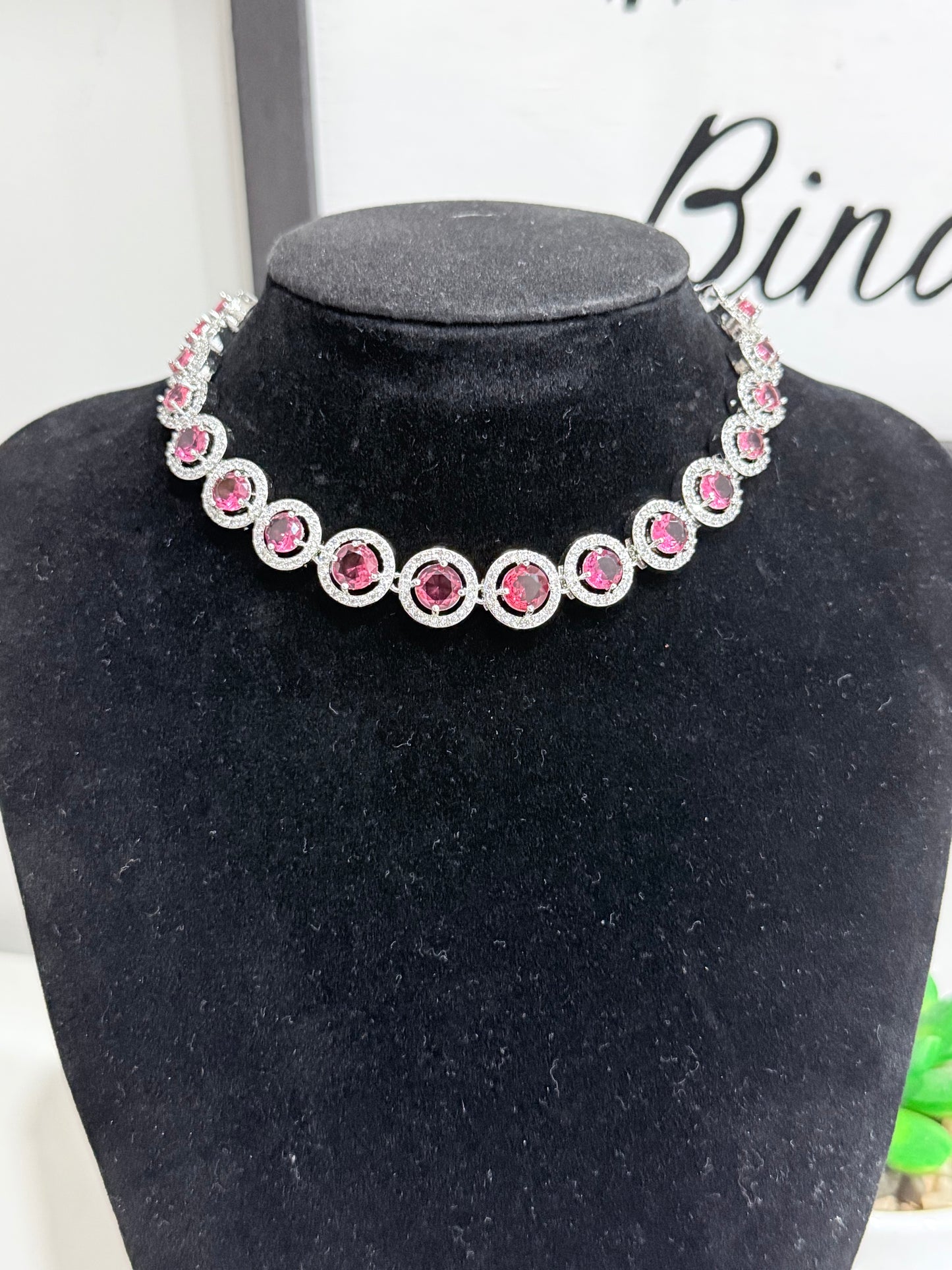 Silver and Pink Stone Set