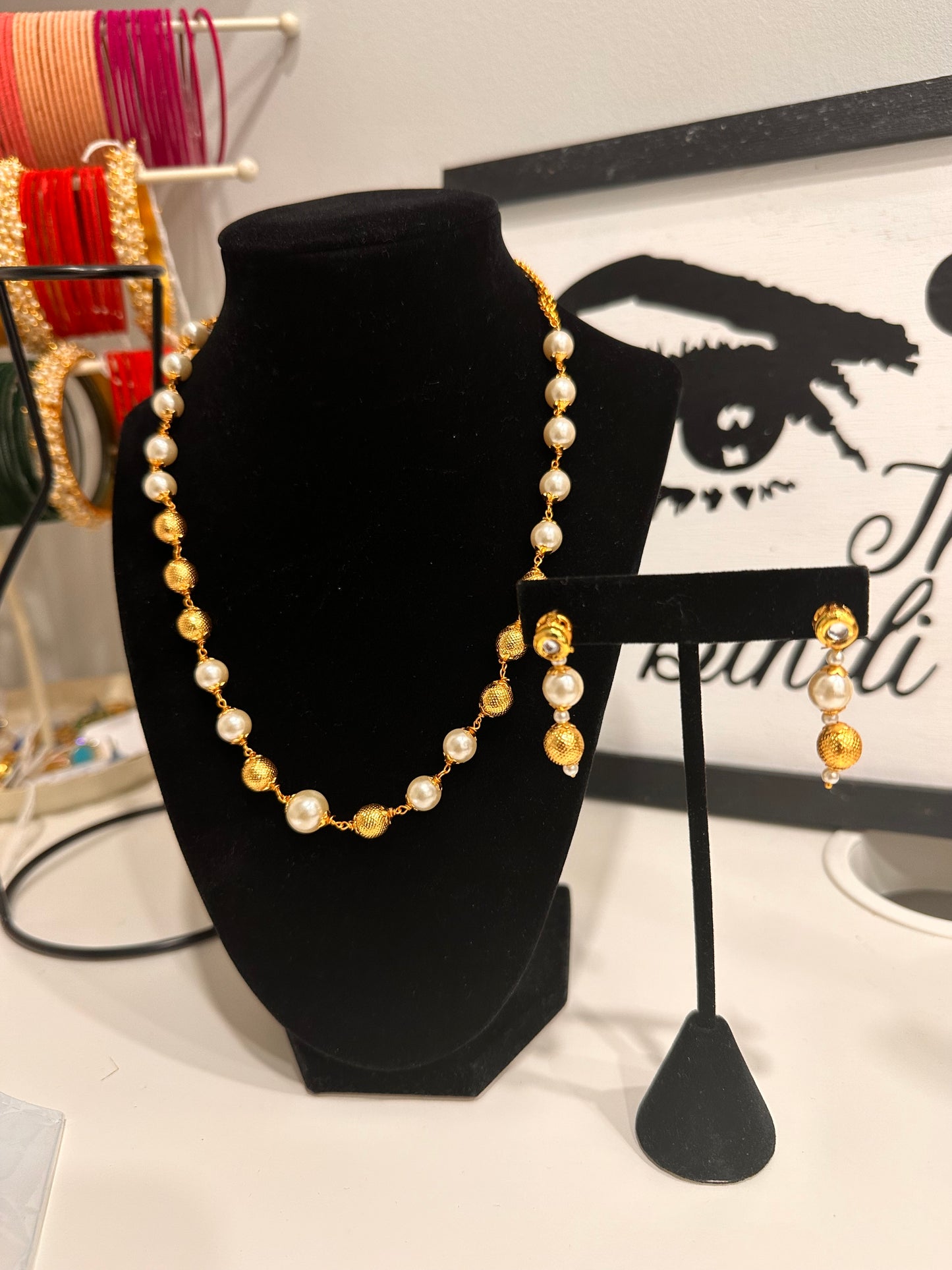 Gold and Pearl Mala Set