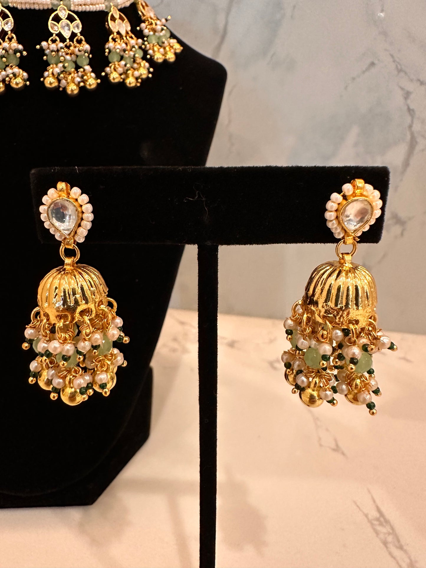 Mint Pearl and Stone Set