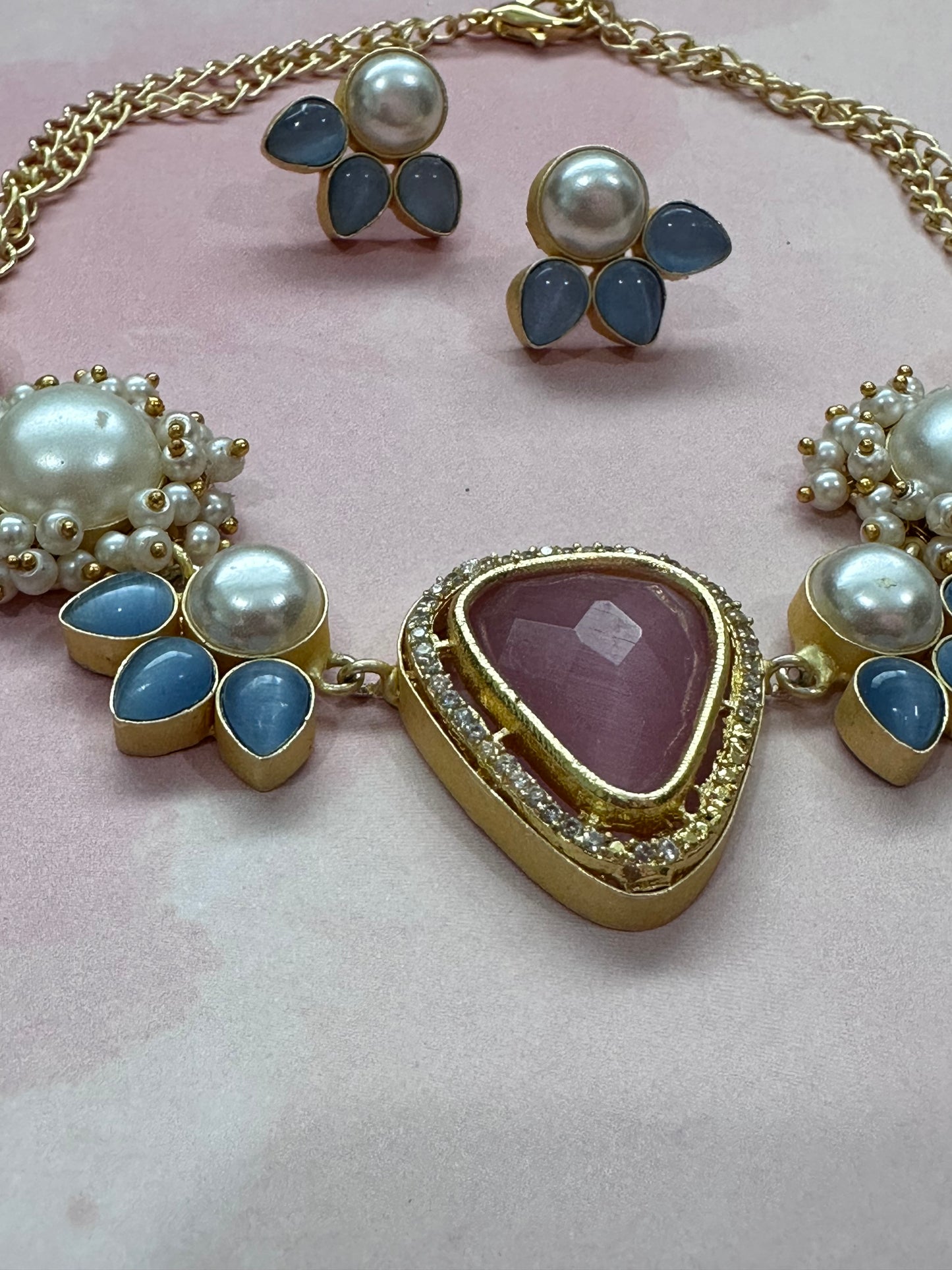 Pink, Blue and White Stone Set