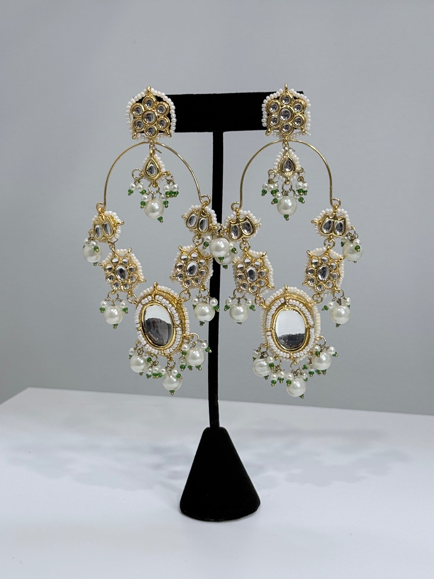 Statement Earrings - Stone and Pearls
