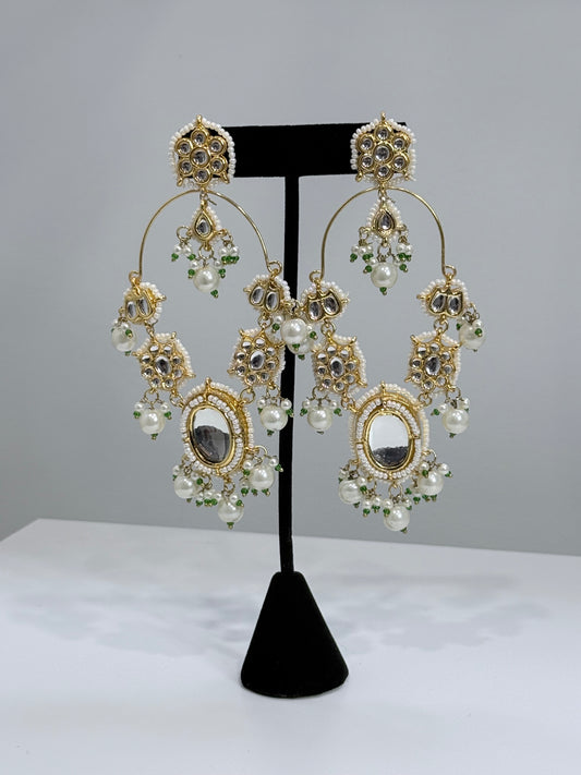 Statement Earrings - Stone and Pearls