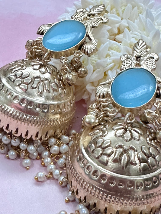 Blue Stone Chumki Earrings