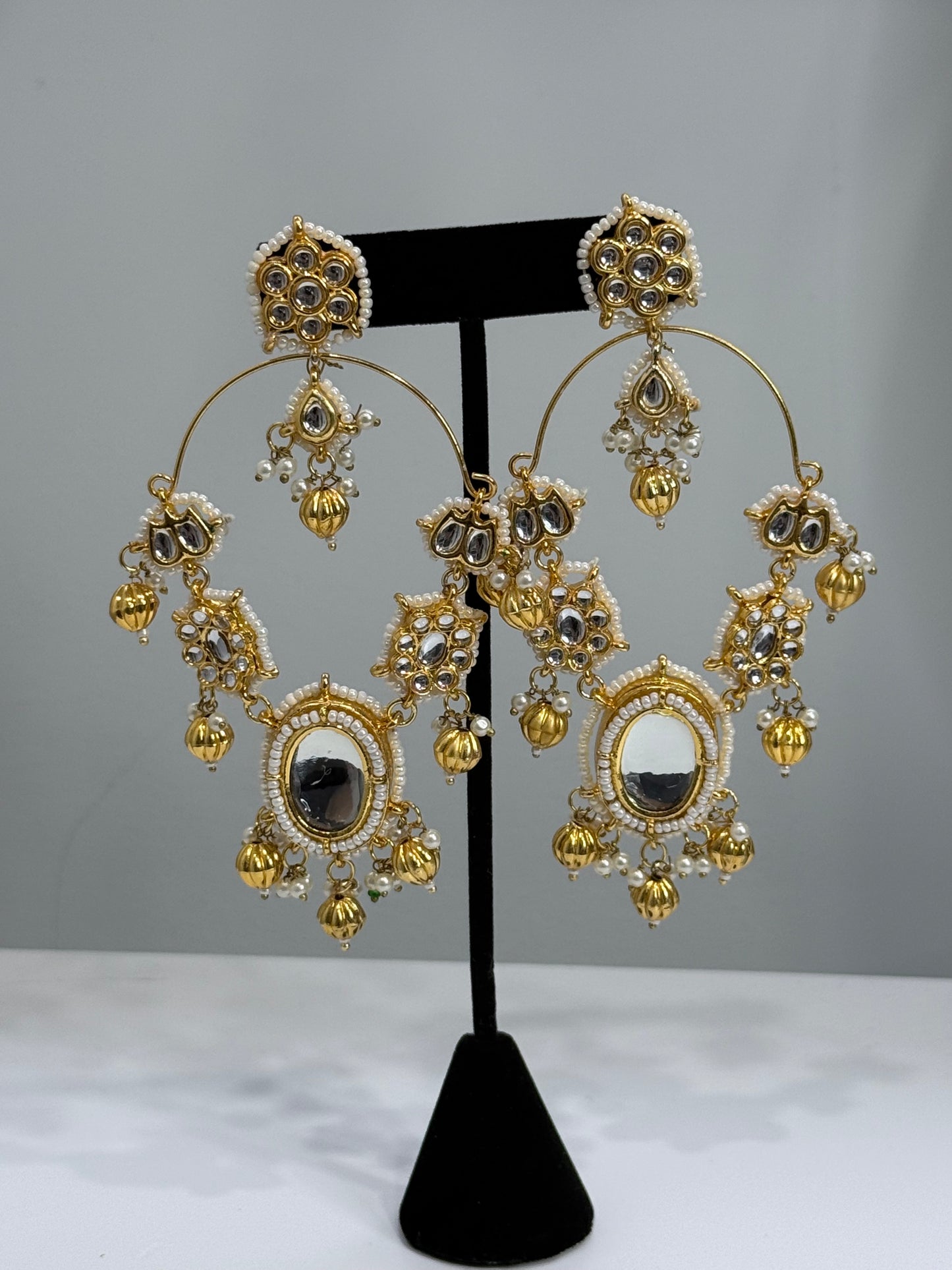 Statement Earrings - Stone and Pearls