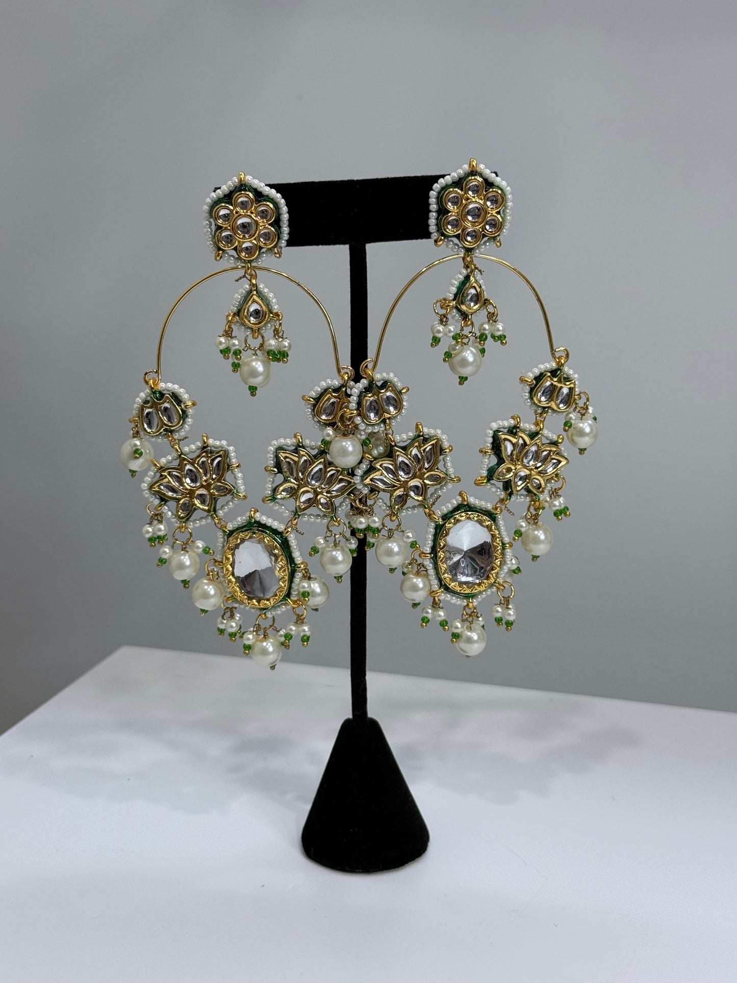 Statement Earrings - Stone and Pearls