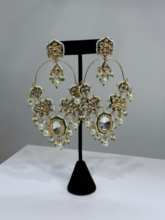 Statement Earrings - Stone and Pearls