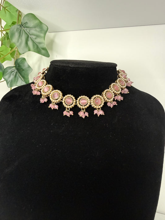 Delicate Pink Set with Studs and Tikka