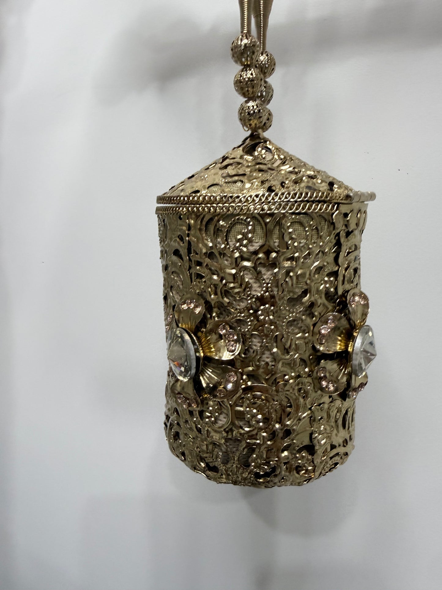 Cylinder Shape Gold Purse with Strap