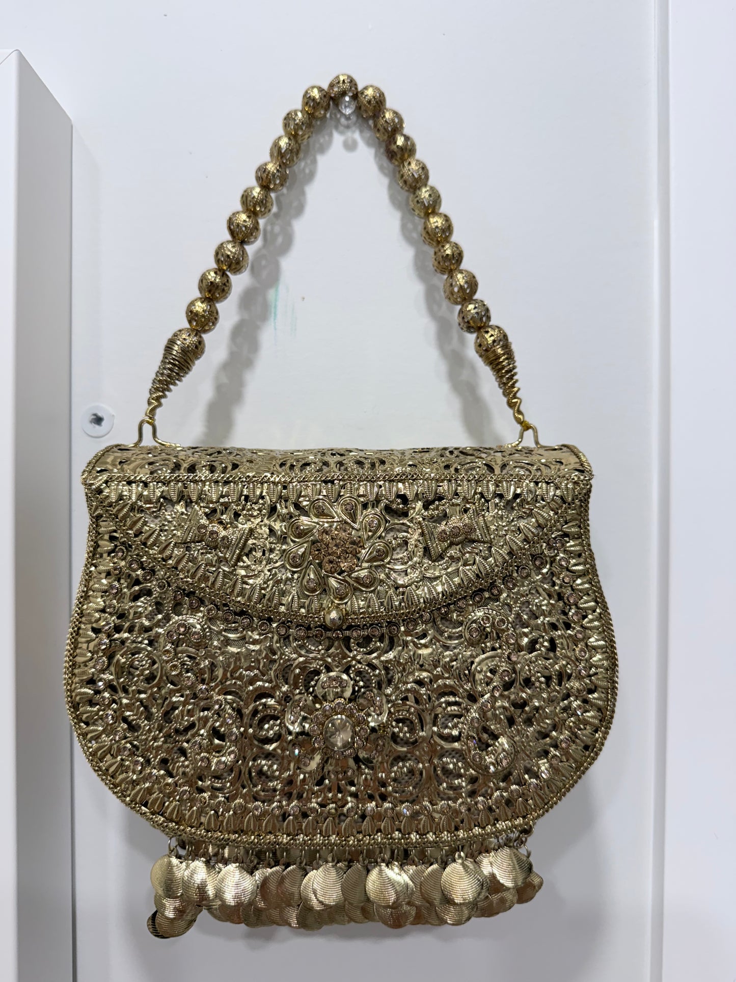 Gold Purse with Shoulder Strap
