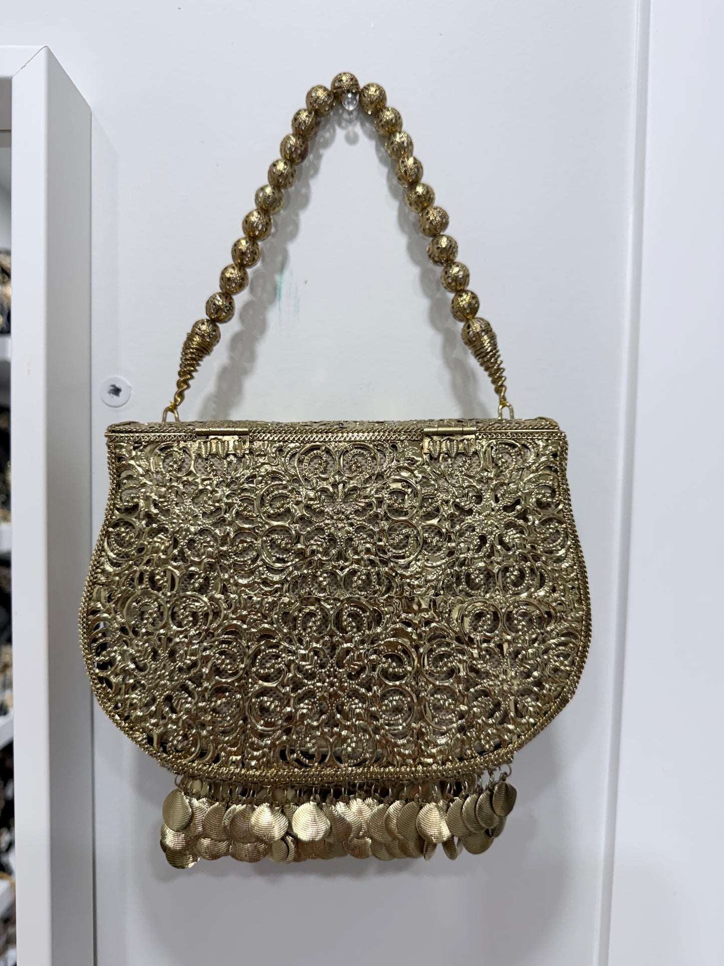 Gold Purse with Shoulder Strap