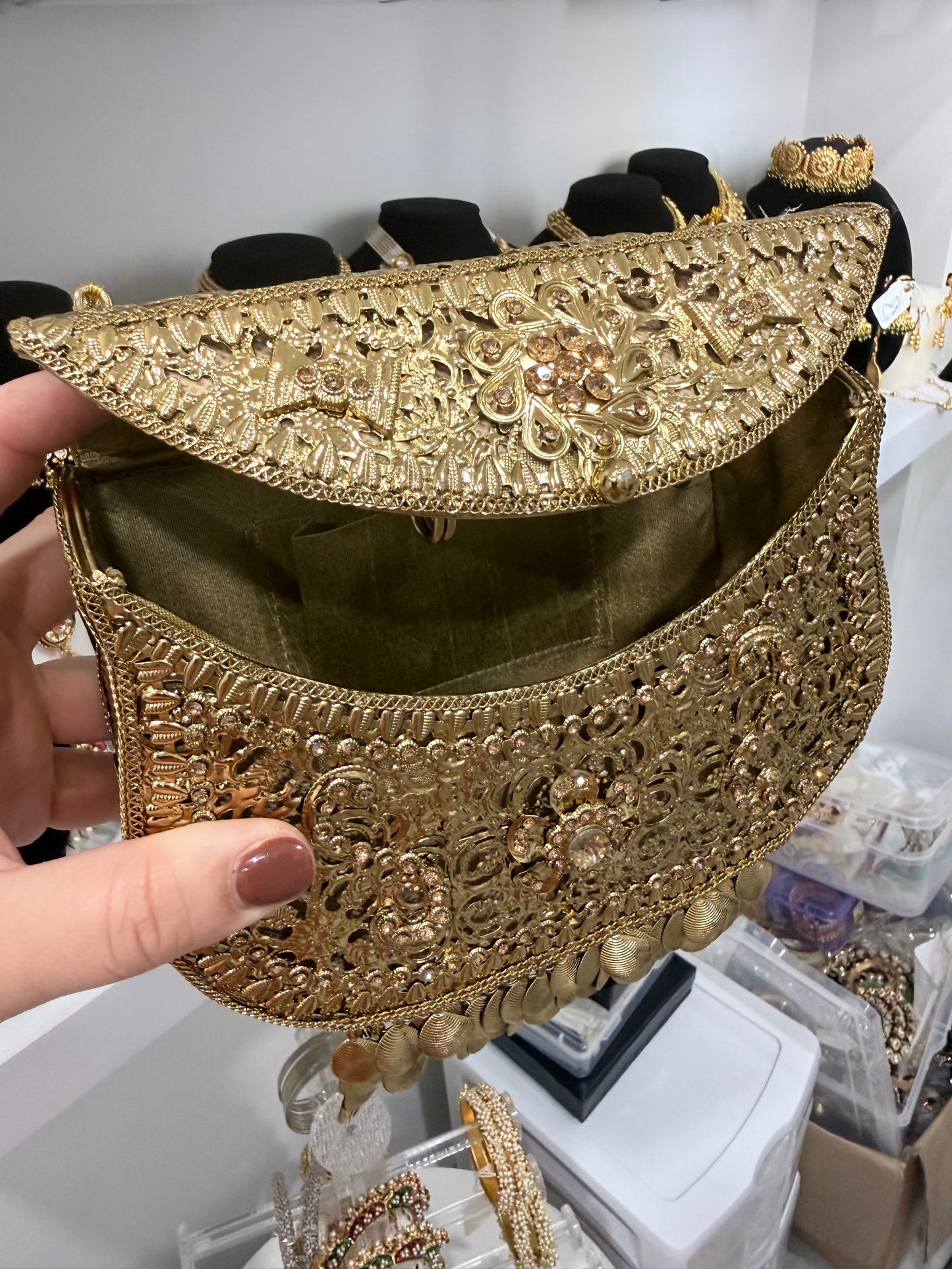 Gold Purse with Shoulder Strap