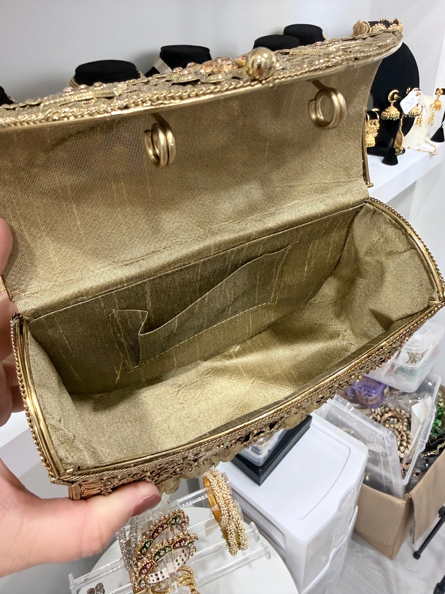 Gold Purse with Shoulder Strap