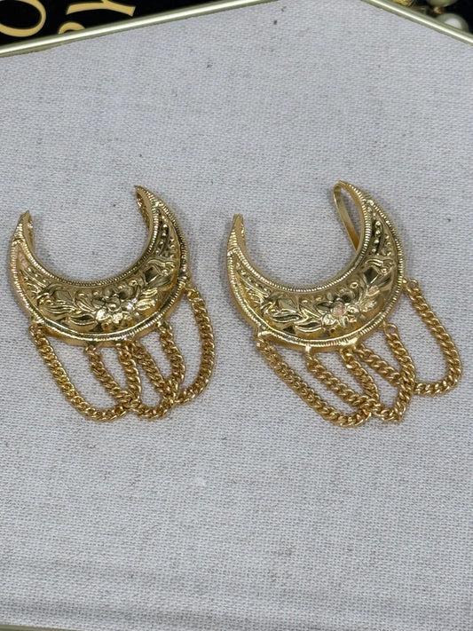 Crescent Shaped Hair Pin with Chains