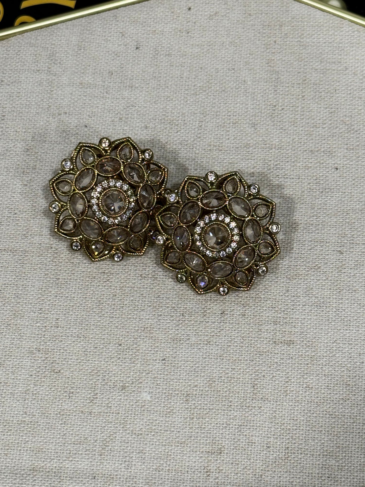 Pretty Flower Shaped Gold Studs