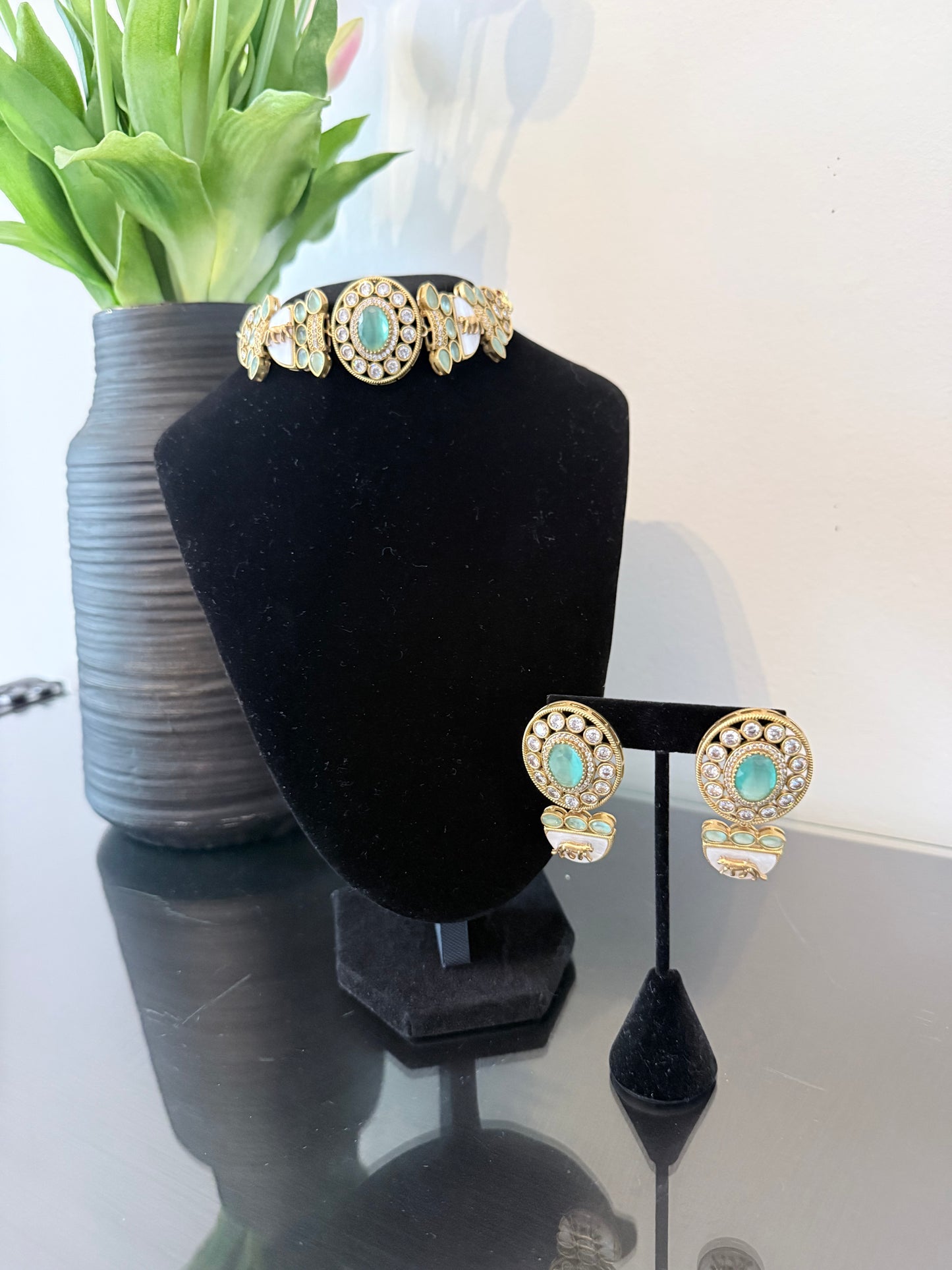 Sabyasachi Inspired Choker Set - Teal