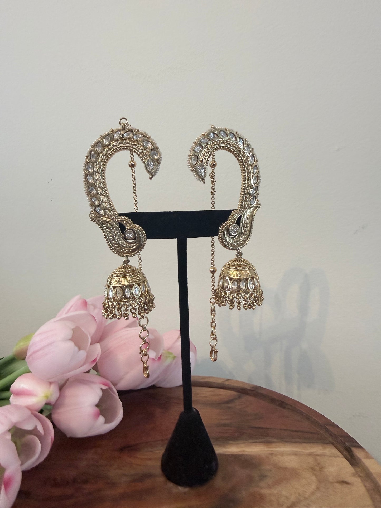 Cuff Style Statement Earrings with Chumkis