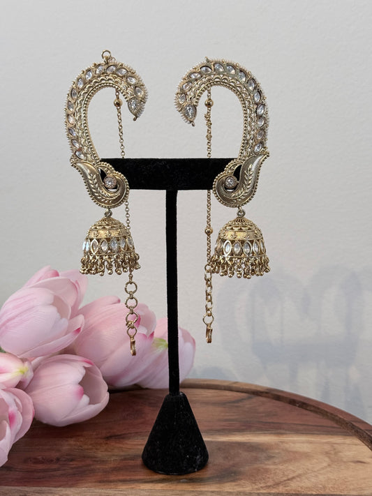 Cuff Style Statement Earrings with Chumkis