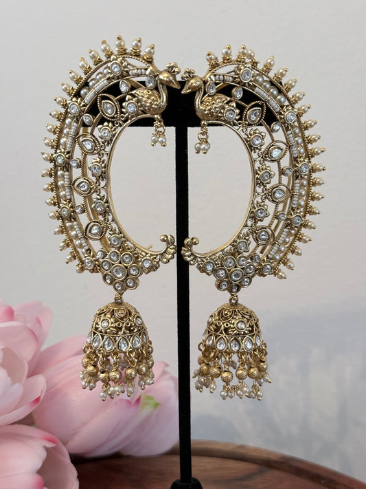 Cuff Style Statement Earrings with Chumkis