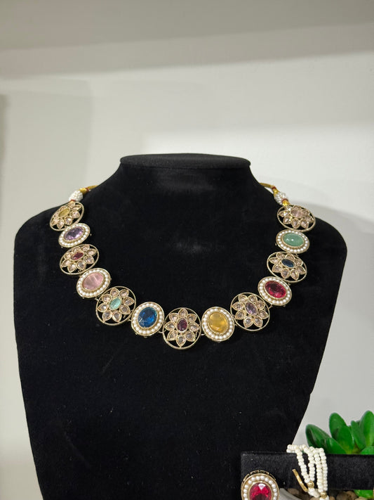 Multi-Color Stone Set with Tikka
