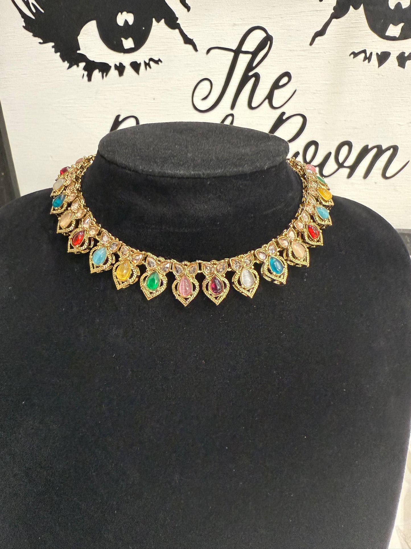 Multi-Coloured Set With Chumki Earrings and Tikka