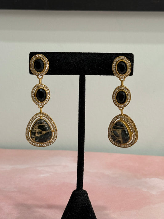 Black Marble Stone Earrings