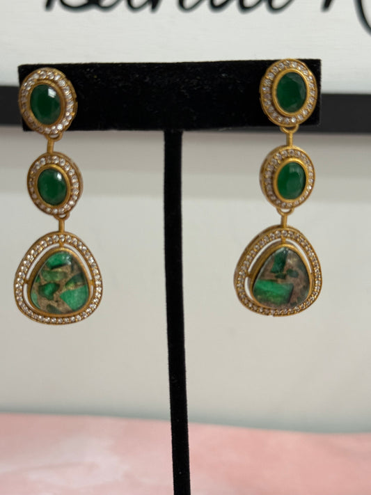 Green Marble Stone Earrings