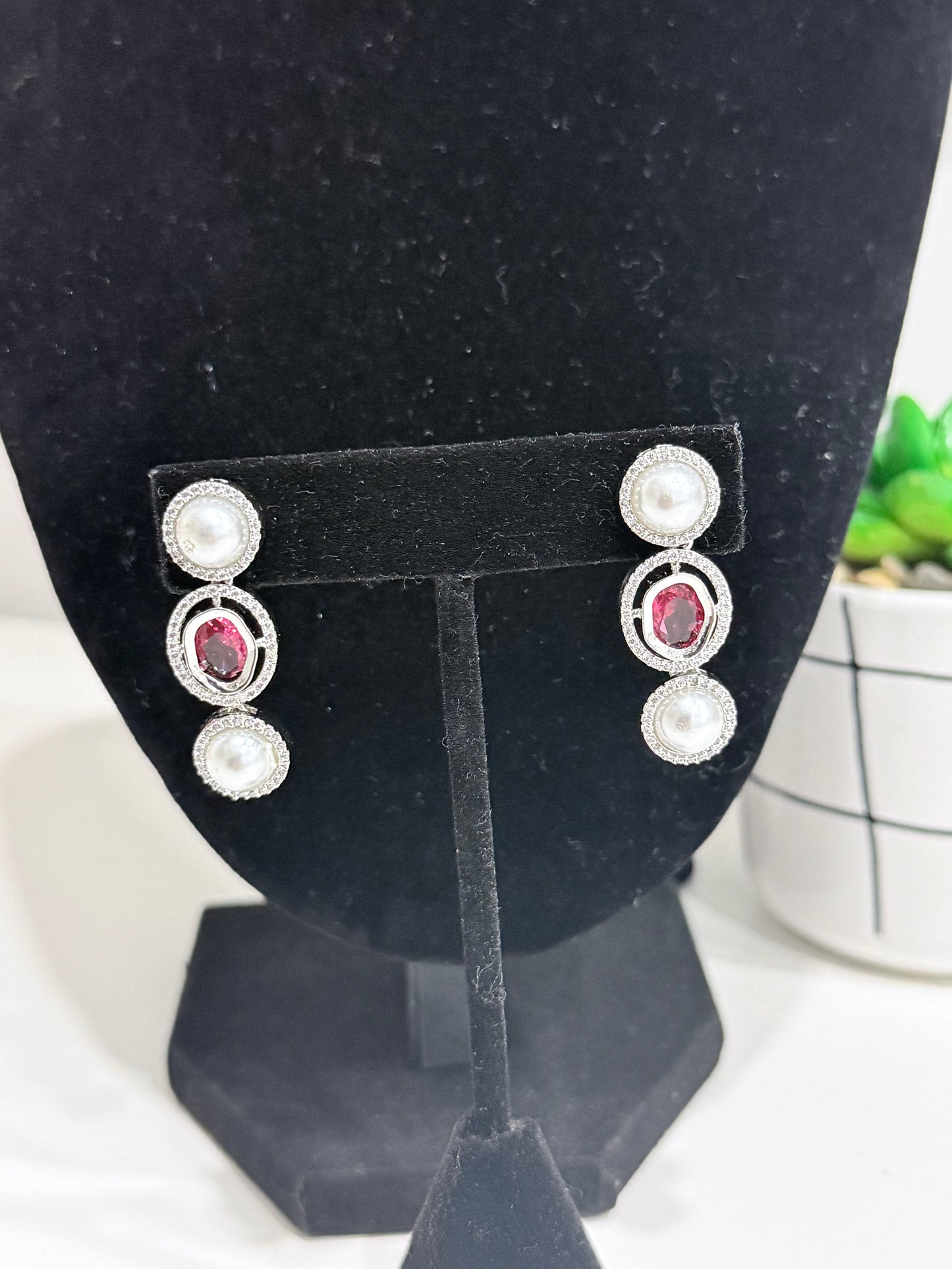 Silver and Pink Stone Set