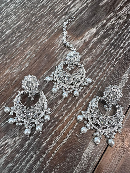 Silver Earrings and Tikka